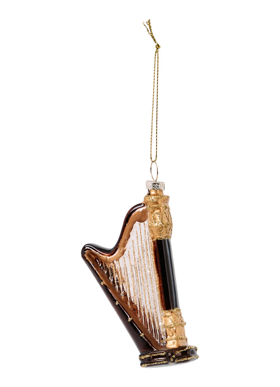Decoris Harp kersthanger 10 cm - voorkant bruin