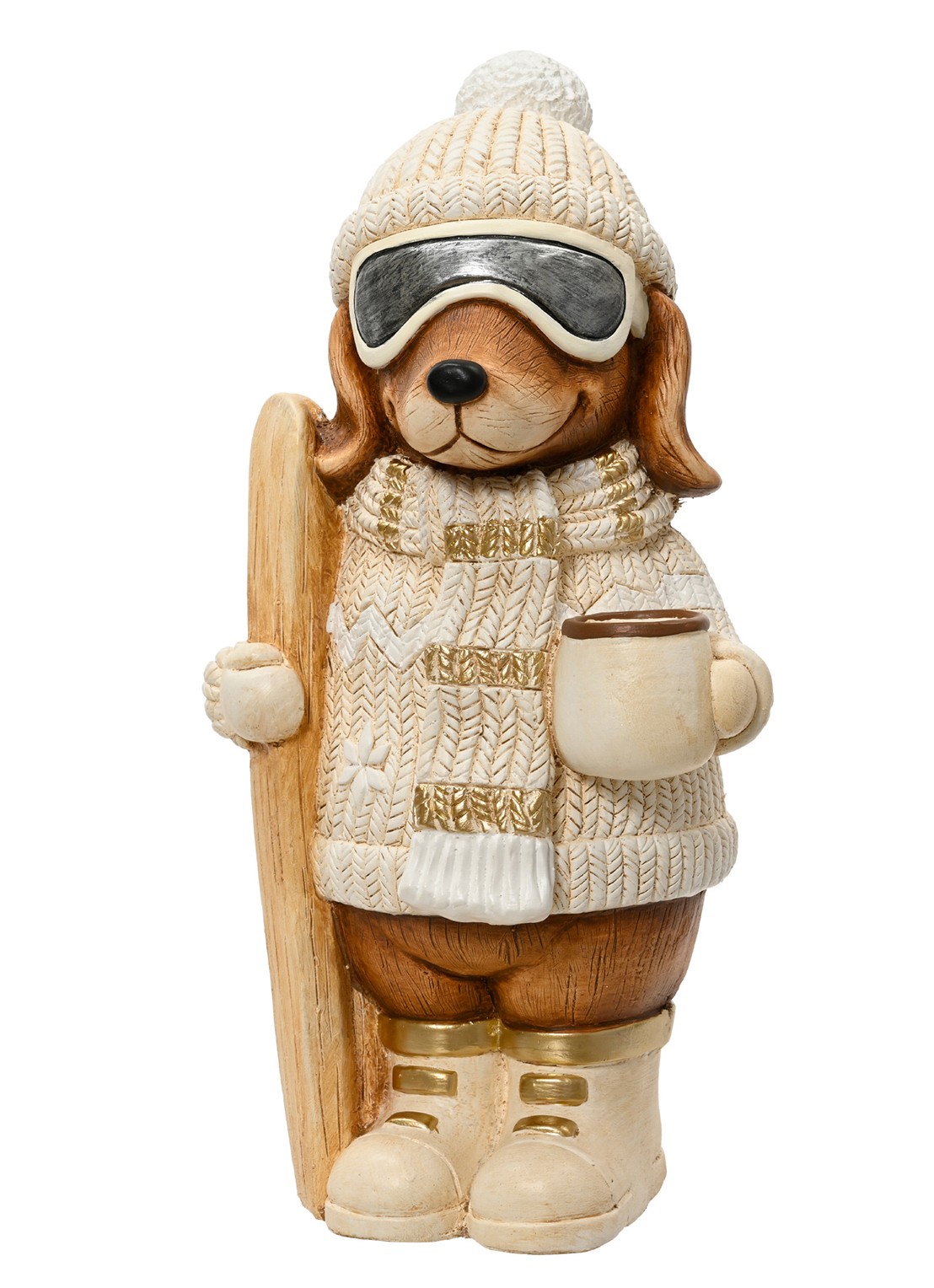 Decoris Hond ornament 44,5 cm - voorkant beige