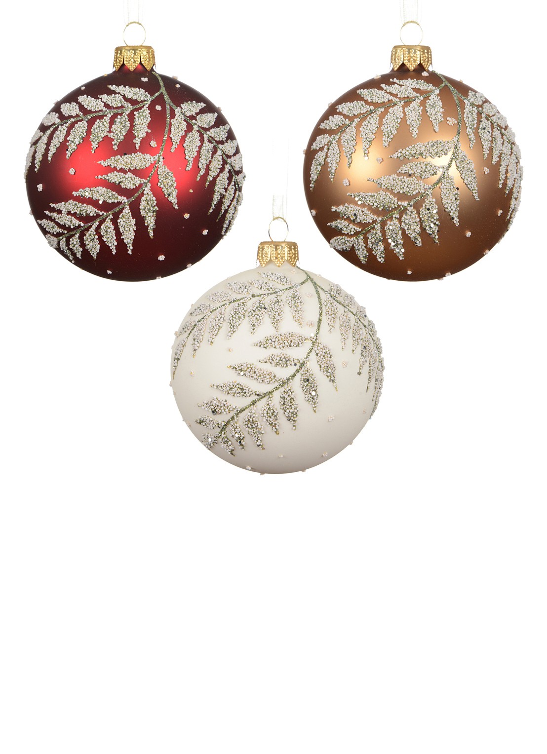 Decoris Kerstbal 8 cm set van 3 - voorkant rood