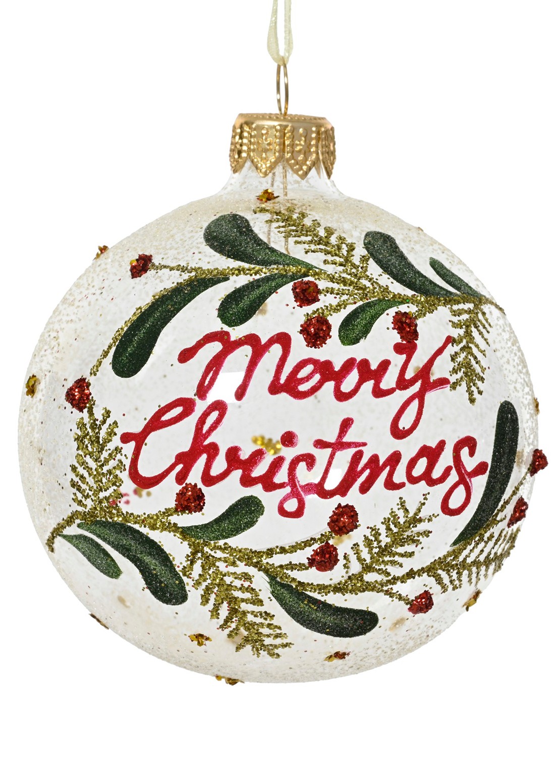 Decoris Kerstbal 8 cm - voorkant groen