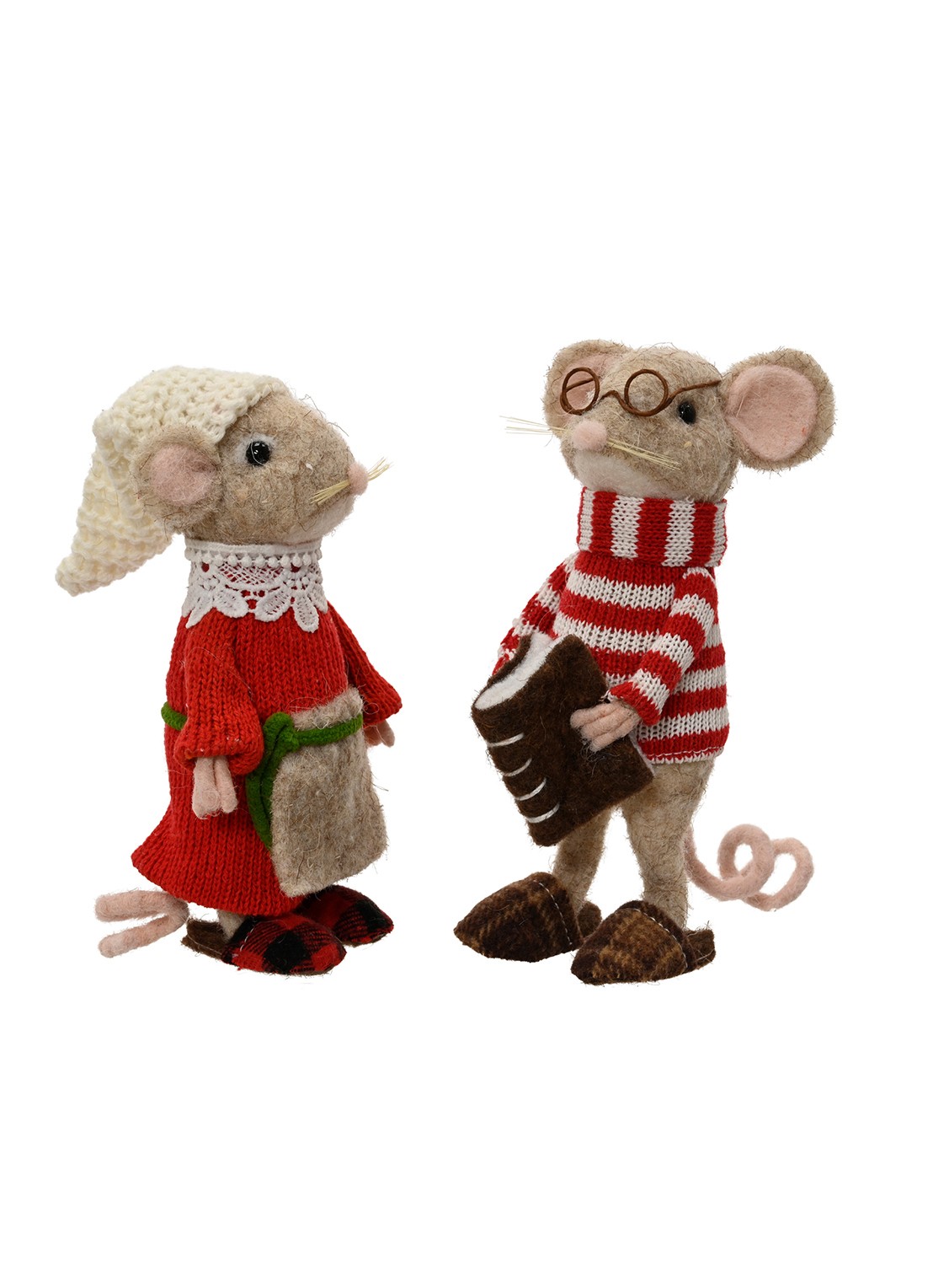 Decoris Muis kerstdecoratie 8 cm - voorkant rood
