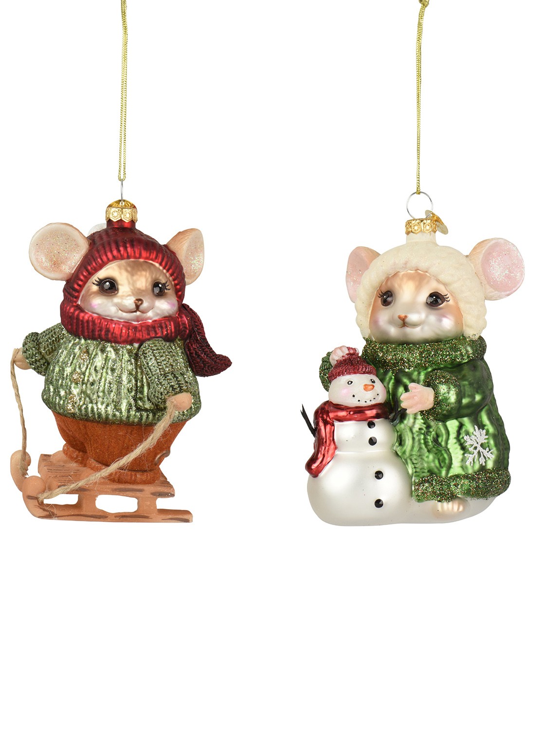 Decoris Muis kersthanger 11,40 cm - voorkant groen