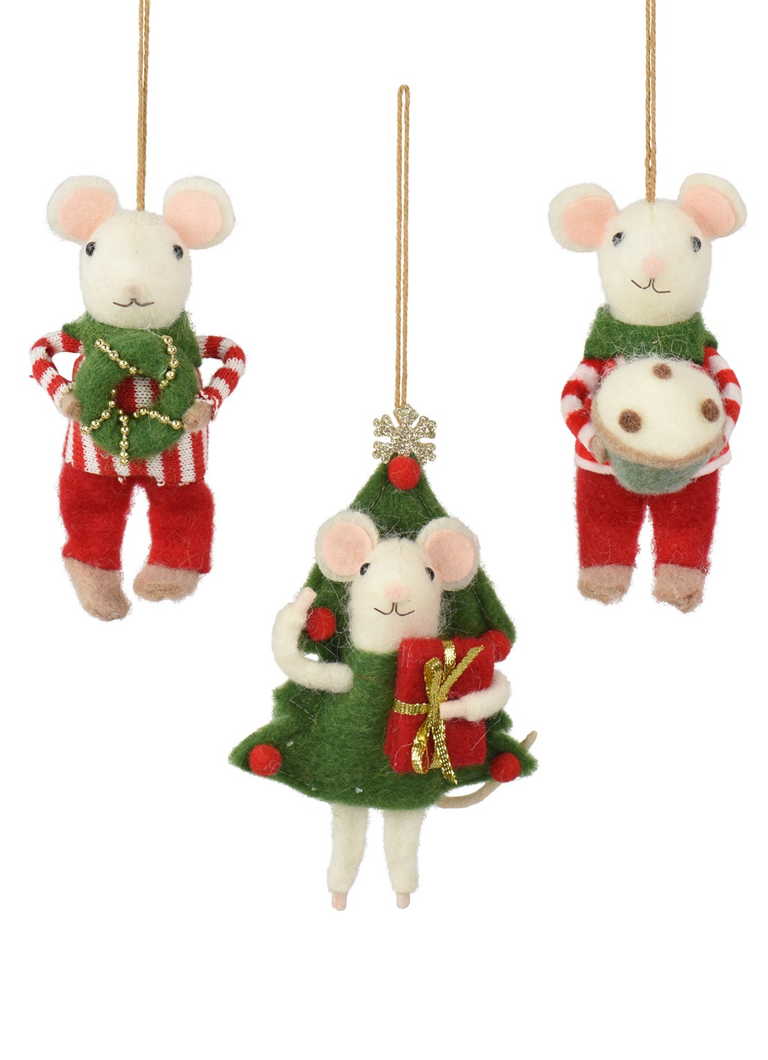 Decoris Muis kersthanger 12 cm - voorkant rood