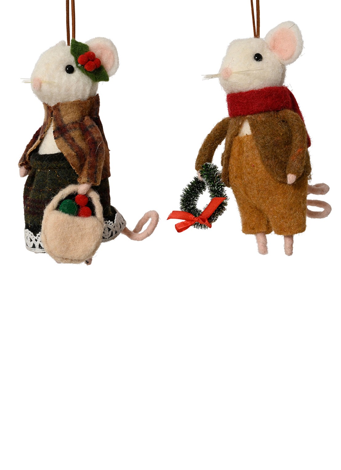 Decoris Muis kersthanger 15 cm - voorkant bruin