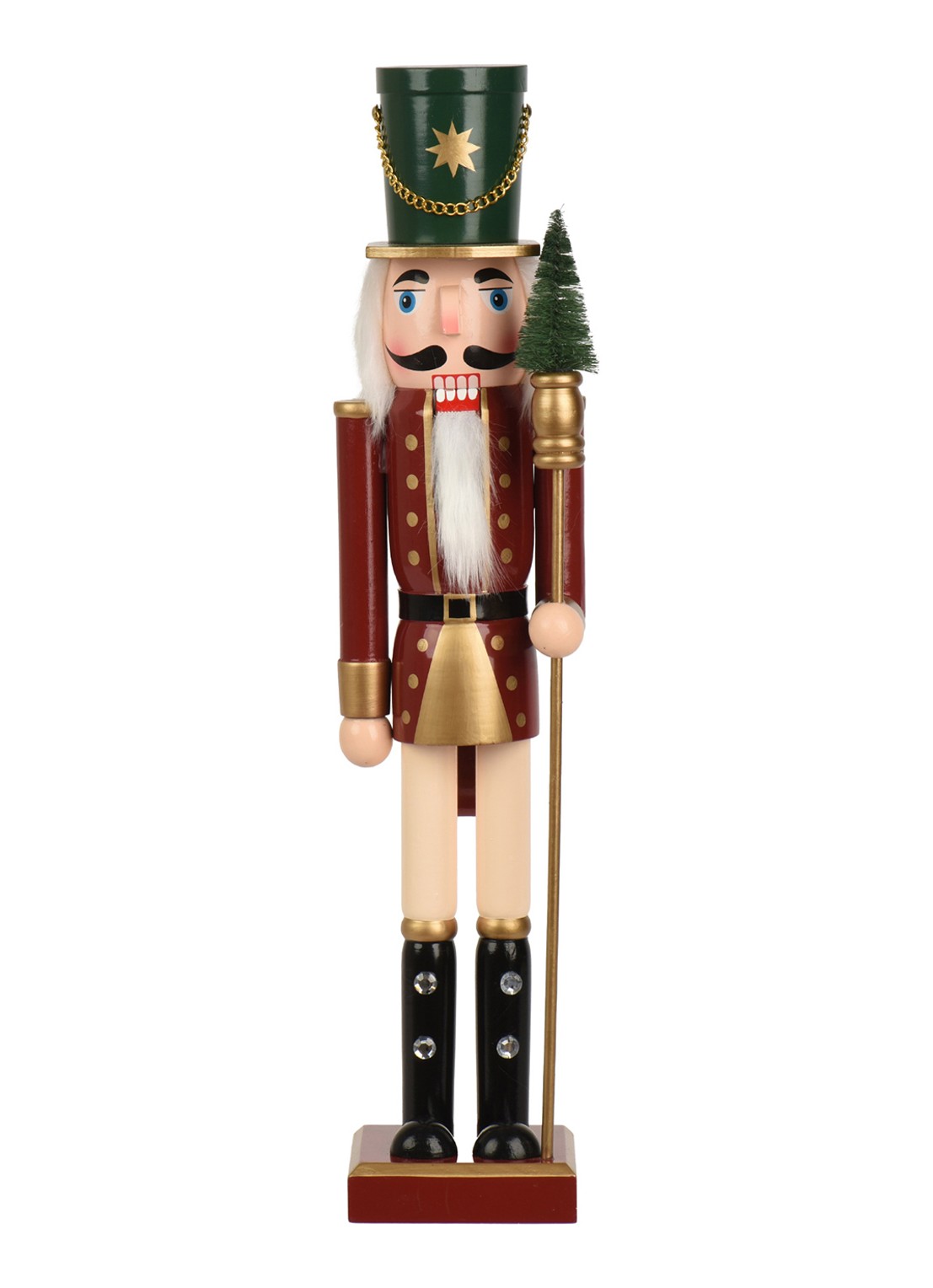 Decoris Notenkraker ornament 48 cm - voorkant bordeauxrood