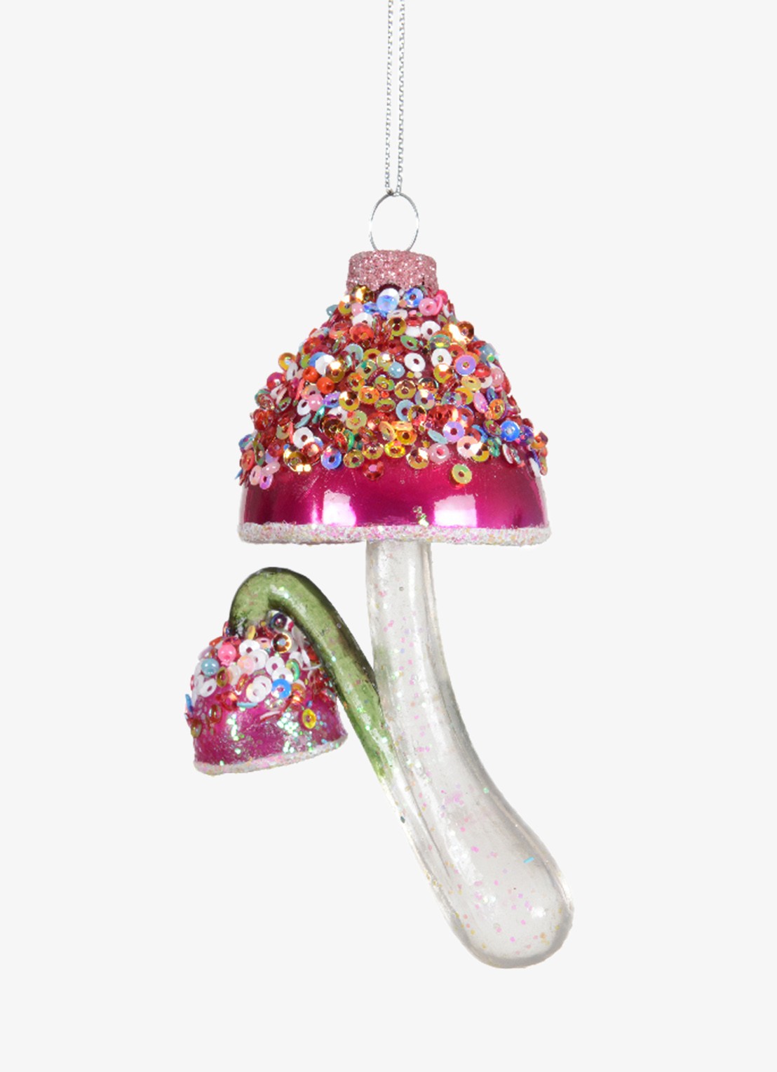 Decoris Paddenstoel kersthanger 12 cm - voorkant roze