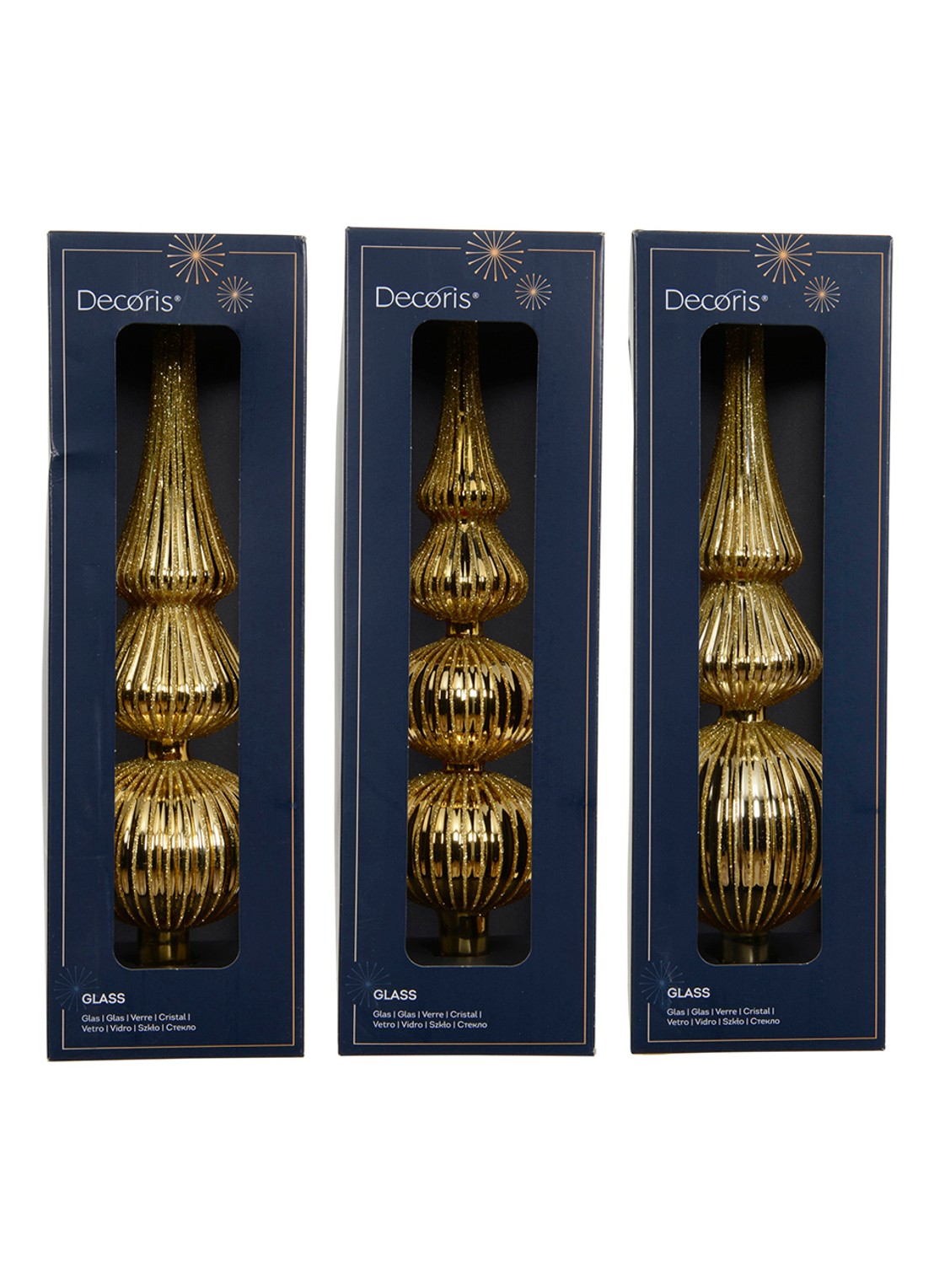 Decoris Piek 31 cm set van 3 - voorkant goud