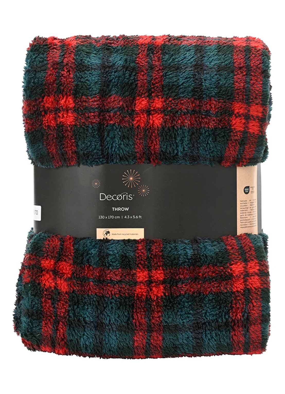 Decoris Plaid met ruitdessin 130 x 170 cm - voorkant rood