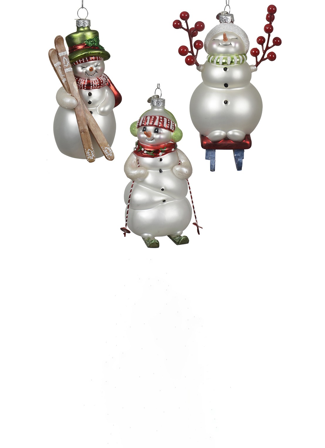 Decoris Sneeuwpop van glas 13 cm - voorkant wit