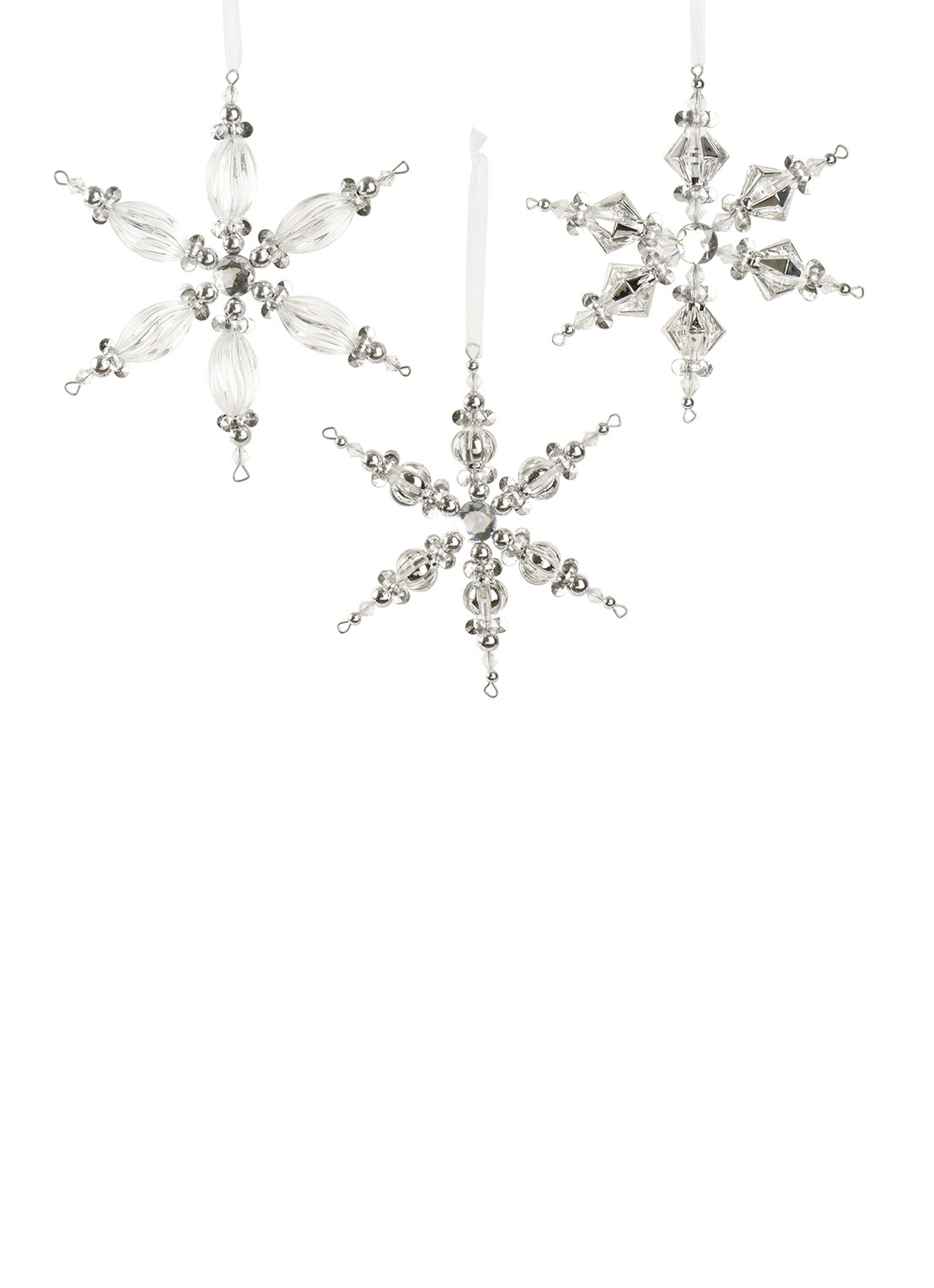 Decoris Sneeuwvlok kersthanger 1,50 cm - voorkant zilver