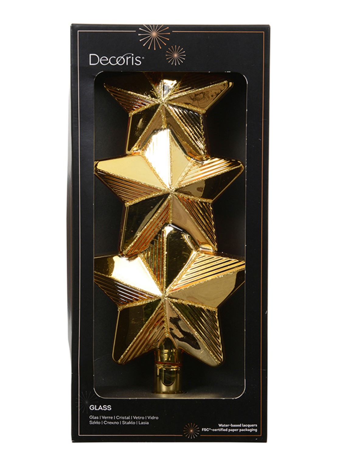 Decoris Sterren piek 27 cm - voorkant goud