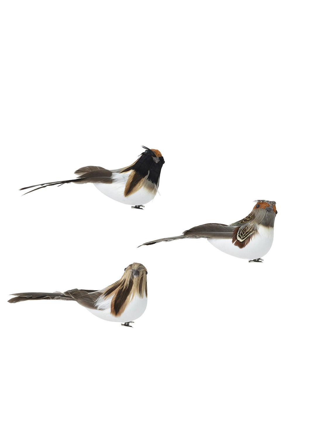 Decoris Vogel ornament met clip 6 cm - voorkant wit