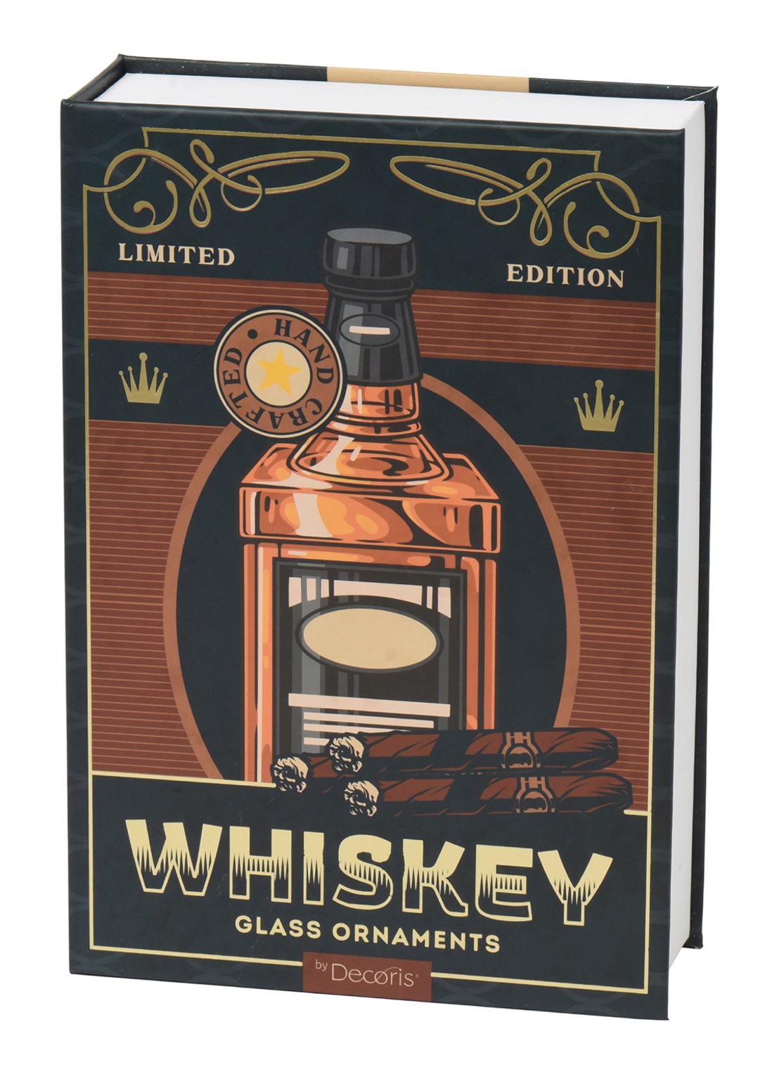 Decoris Whiskey kersthangers in giftset - voorkant bruin