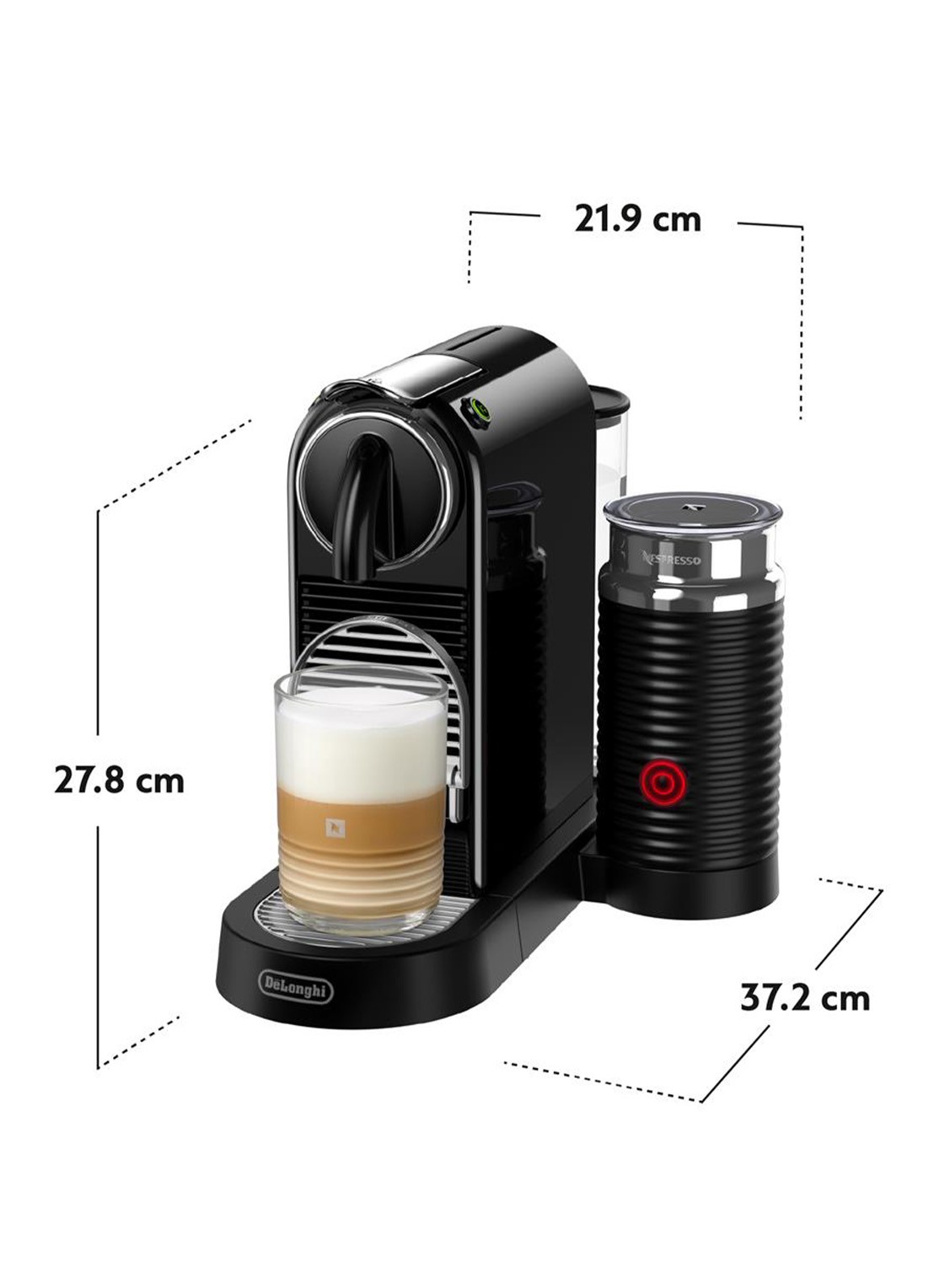 DeLonghi Citiz & Milk Nespresso Koffiecupmachine - Met melkopschuimer - EN267.BAE - achterkant zwart