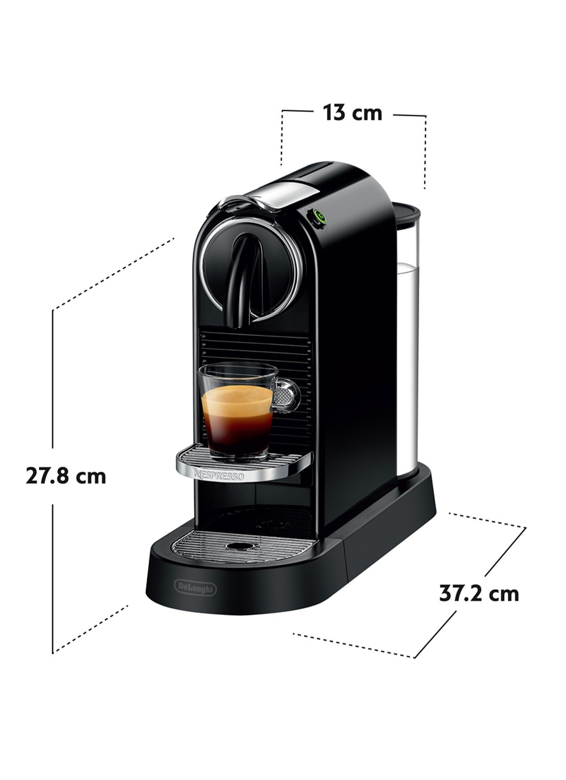 DeLonghi Citiz Nespresso koffiecupmachine - EN167B - achterkant zwart