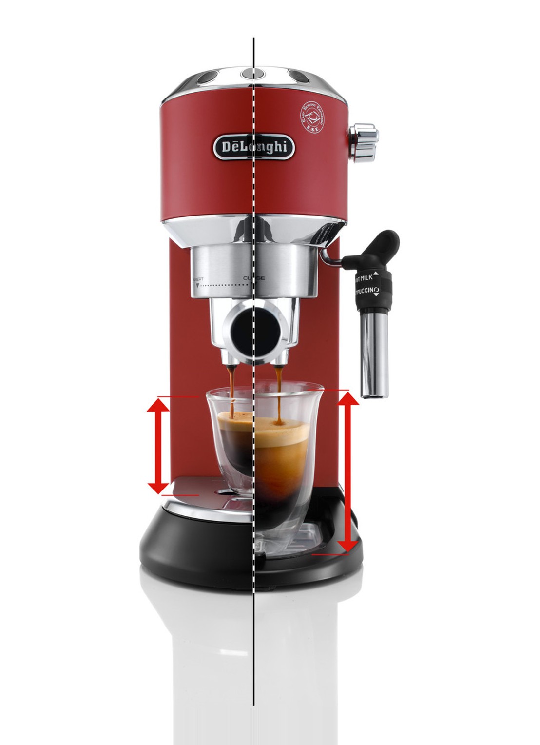 DeLonghi Dedica espressomachine EC685.R - detail 3 steenrood