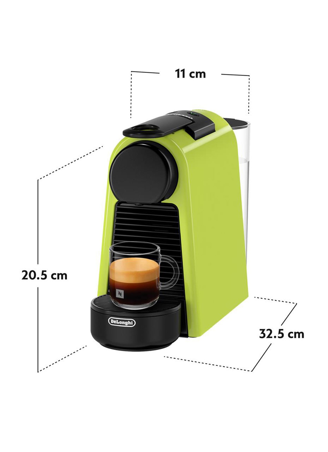DeLonghi Essenza Mini Nespresso koffiecupmachine - EN85.L - achterkant 8 lime