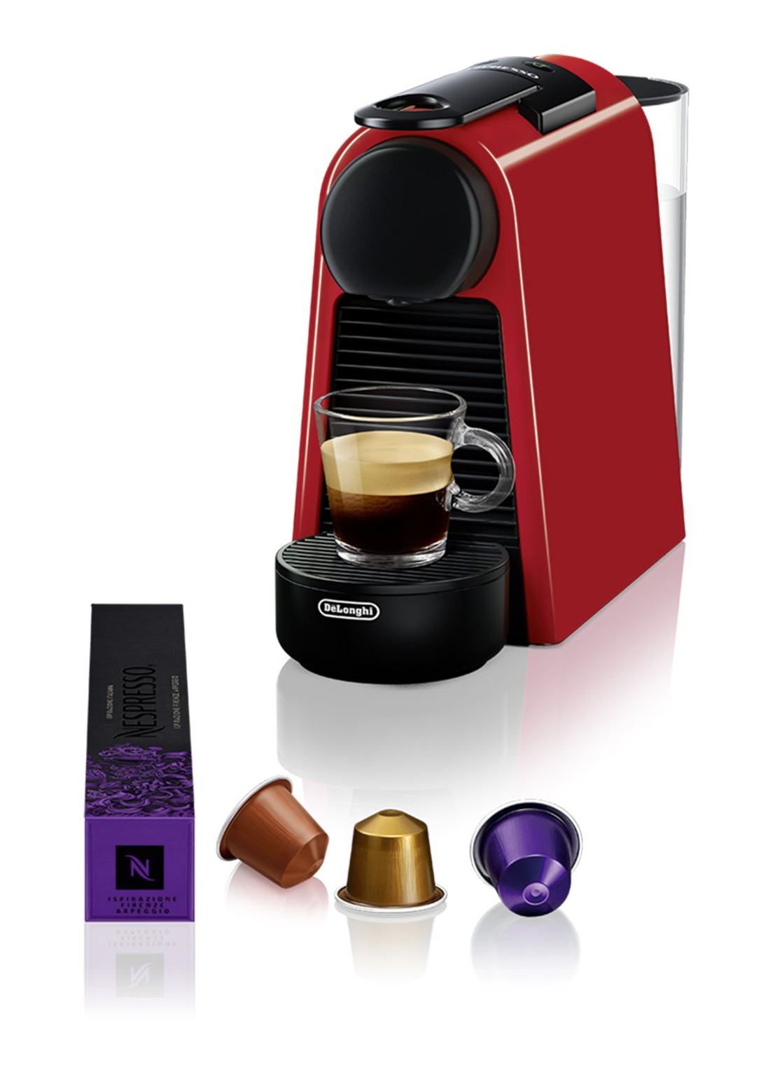 DeLonghi Essenza Mini Nespresso Koffiecupmachine - EN85.R - voorkant rood