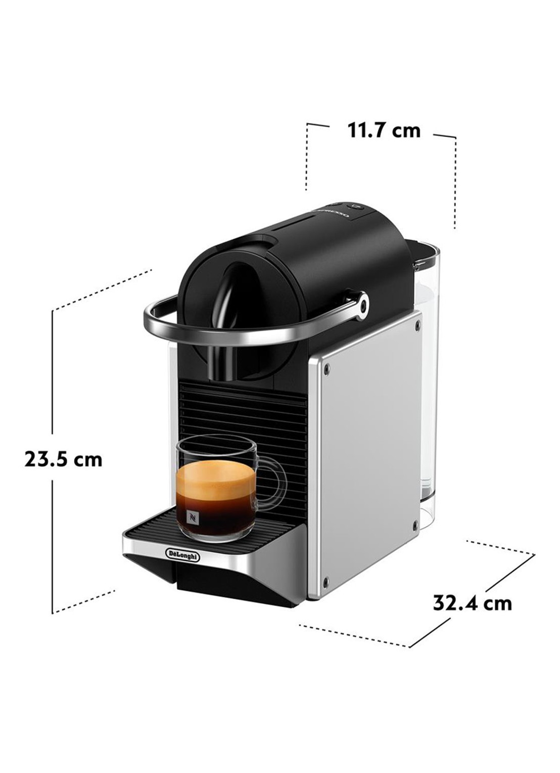 DeLonghi Pixie Nespresso koffiecupmachine - EN127.S - achterkant 8 zilver