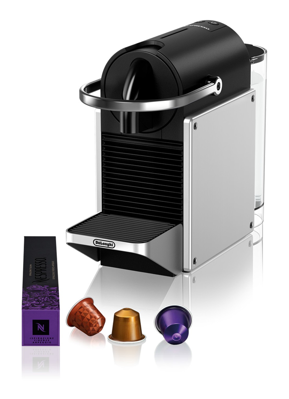 DeLonghi Pixie Nespresso koffiecupmachine - EN127.S - voorkant 6 zilver