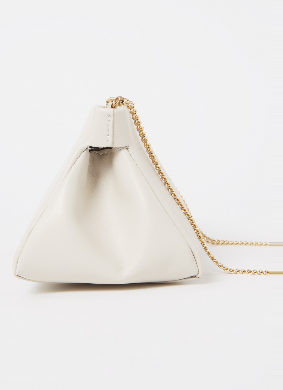 DeMellier The Cannes clutch van leer  - detail 3 creme