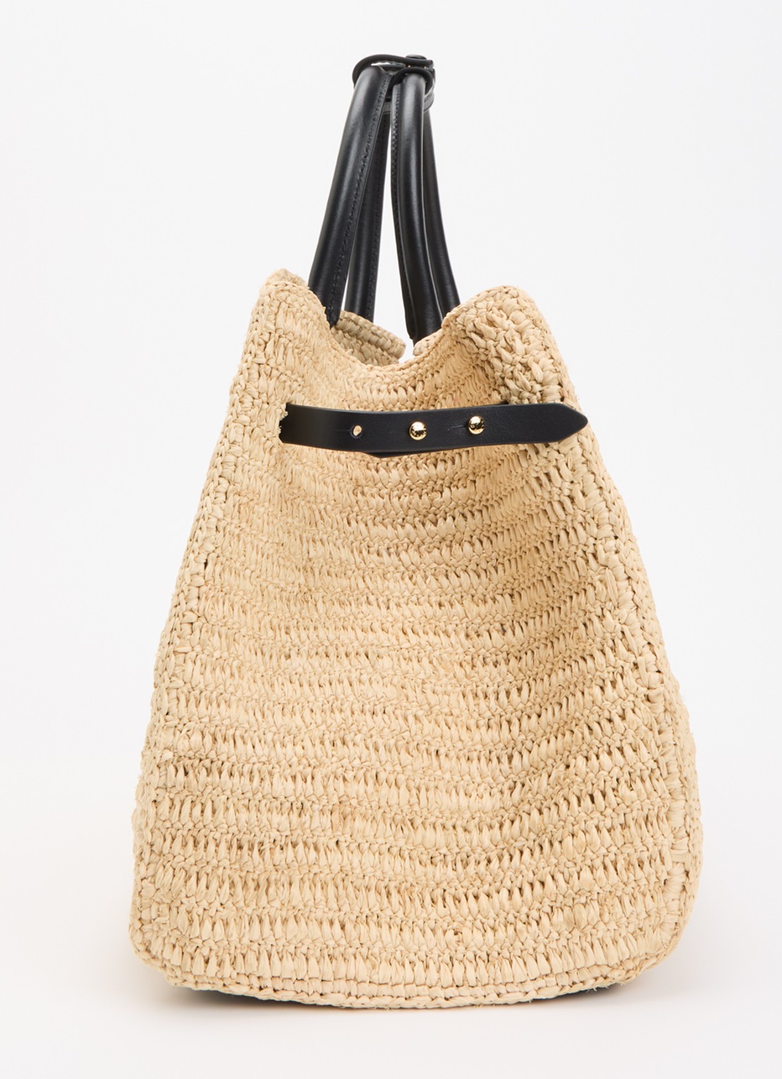 DeMellier The Hudson handtas van raffia met leren details  - detail 2 beige