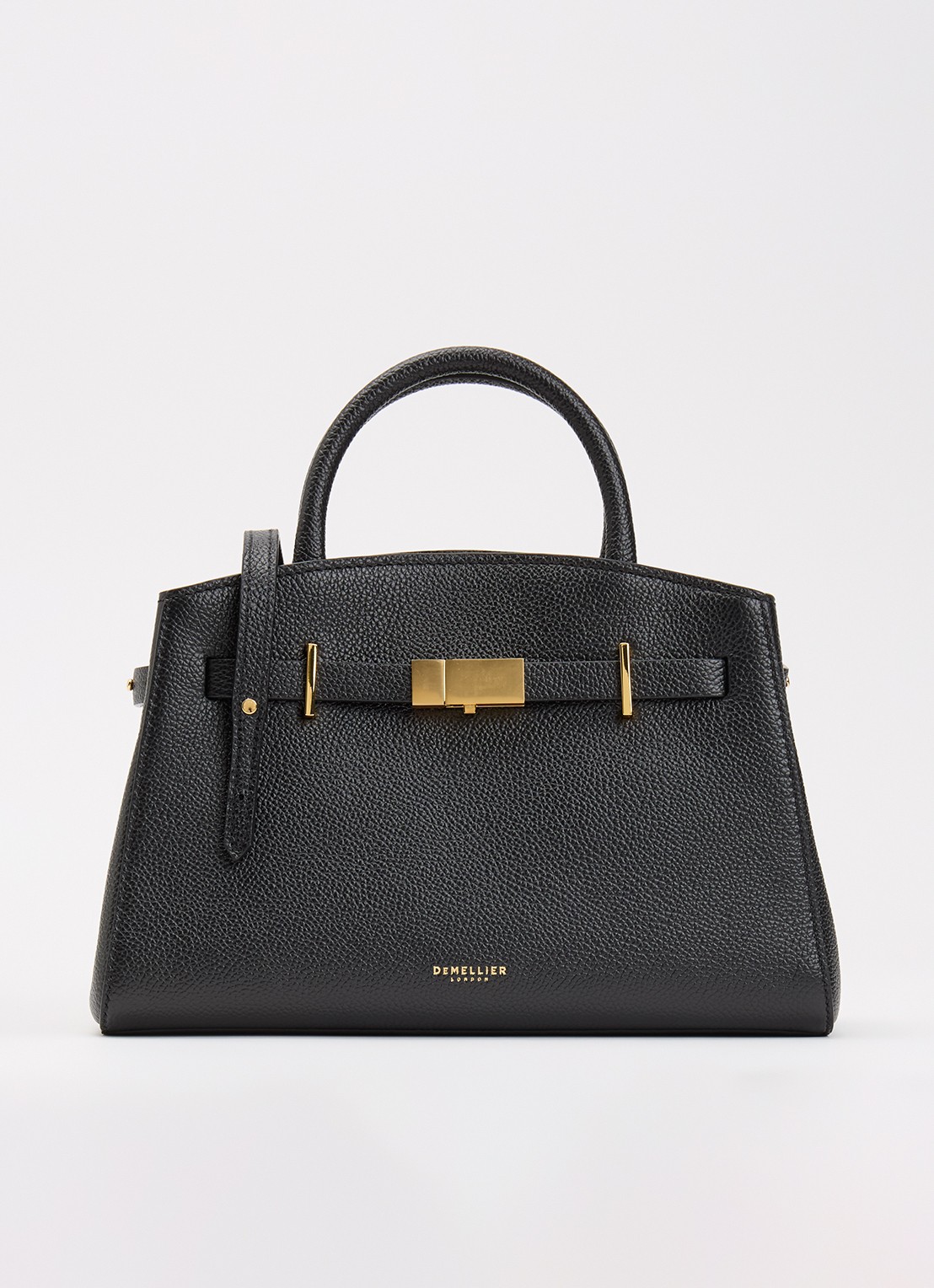 DeMellier The Hudson Small handtas van leer met afneembare schouderriem - voorkant 2 zwart