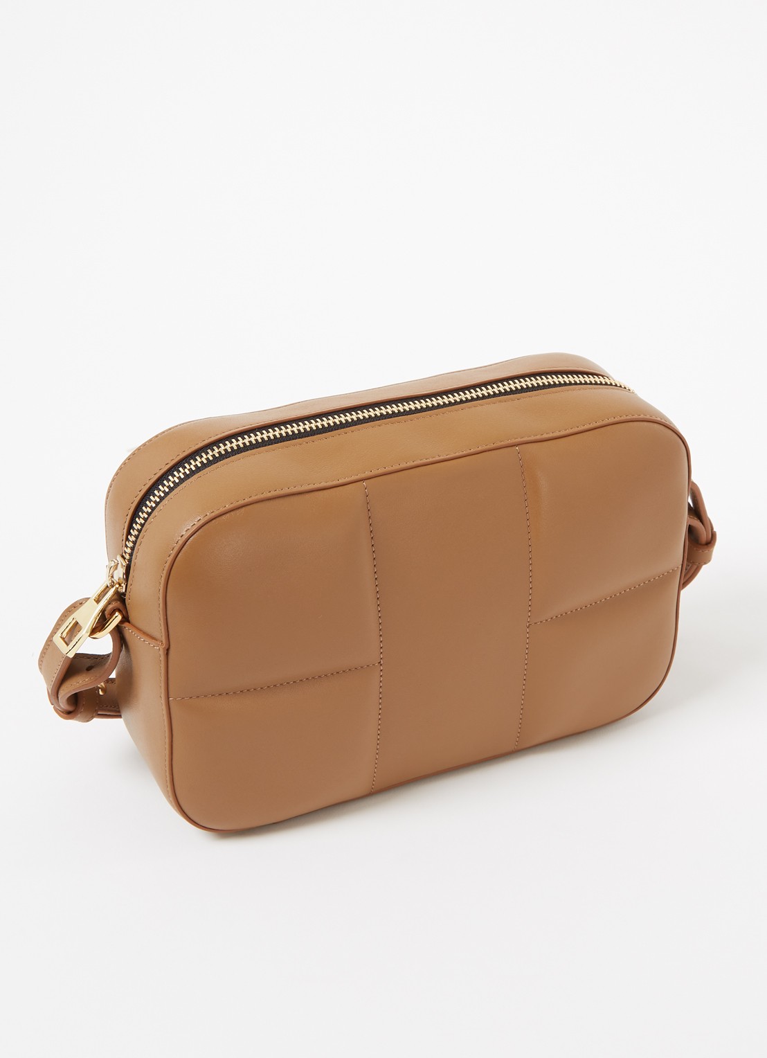 DeMellier The Marrakesh crossbodytas van leer - achterkant cognac