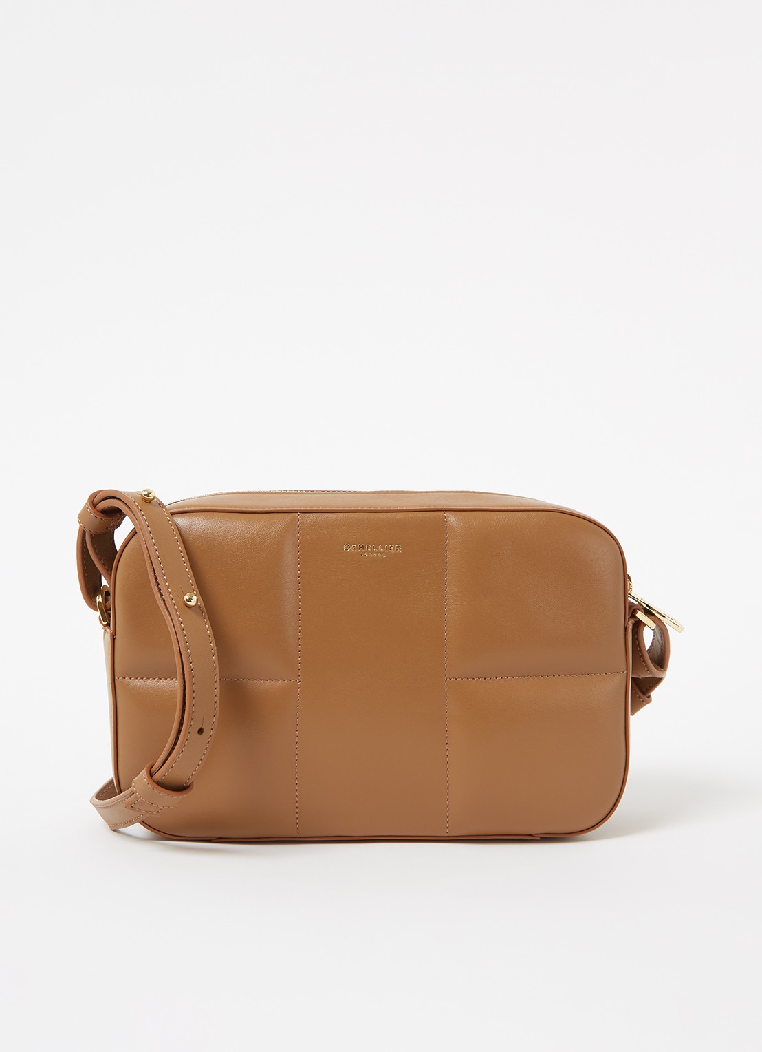 DeMellier The Marrakesh crossbodytas van leer - voorkant 2 cognac