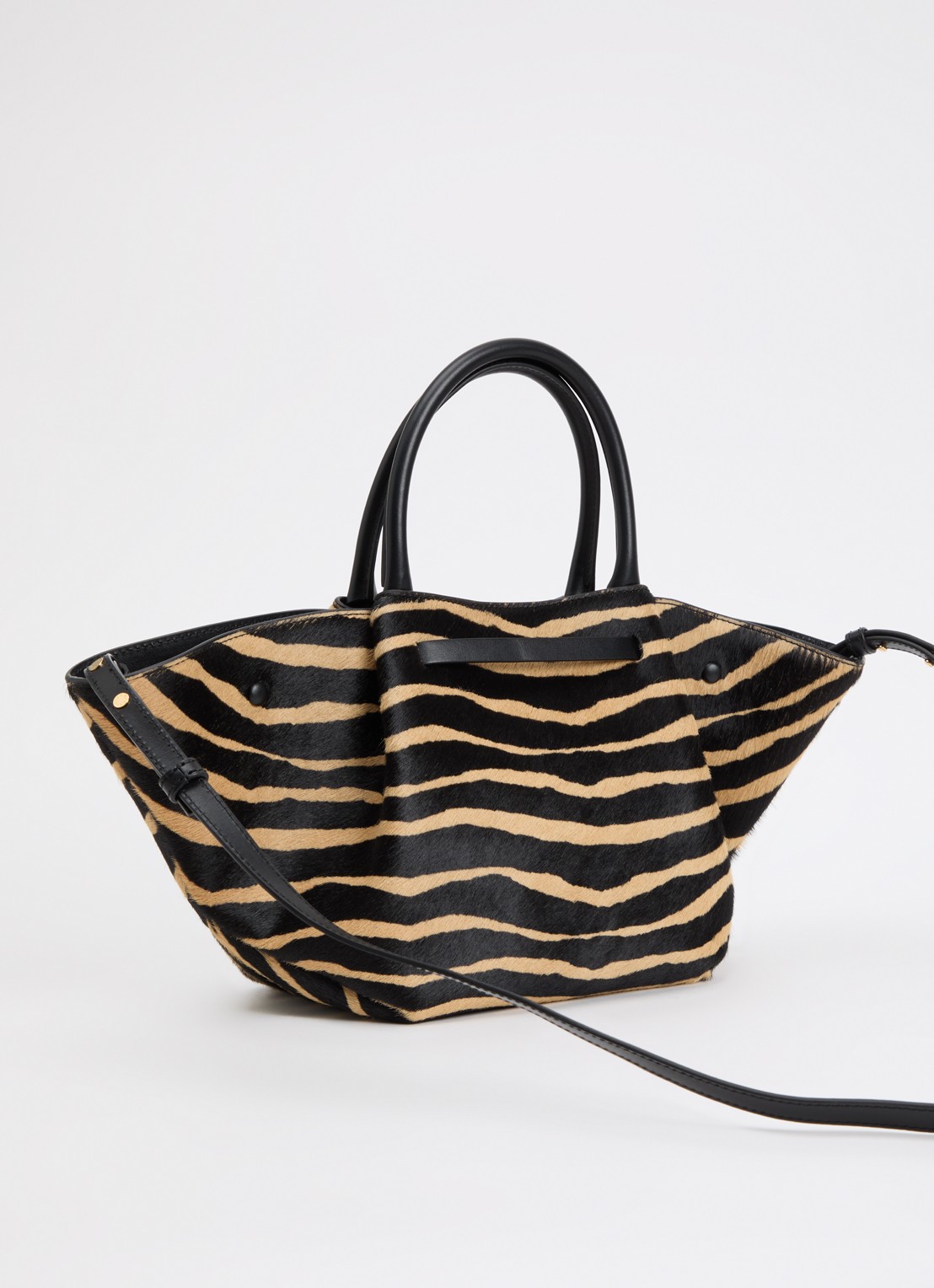 DeMellier The Midi New York handtas van kalfsleer met ponyhair en zebraprint - achterkant zwart