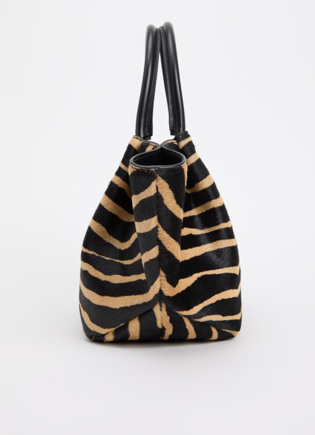 DeMellier The Midi New York handtas van kalfsleer met ponyhair en zebraprint - detail 4 zwart