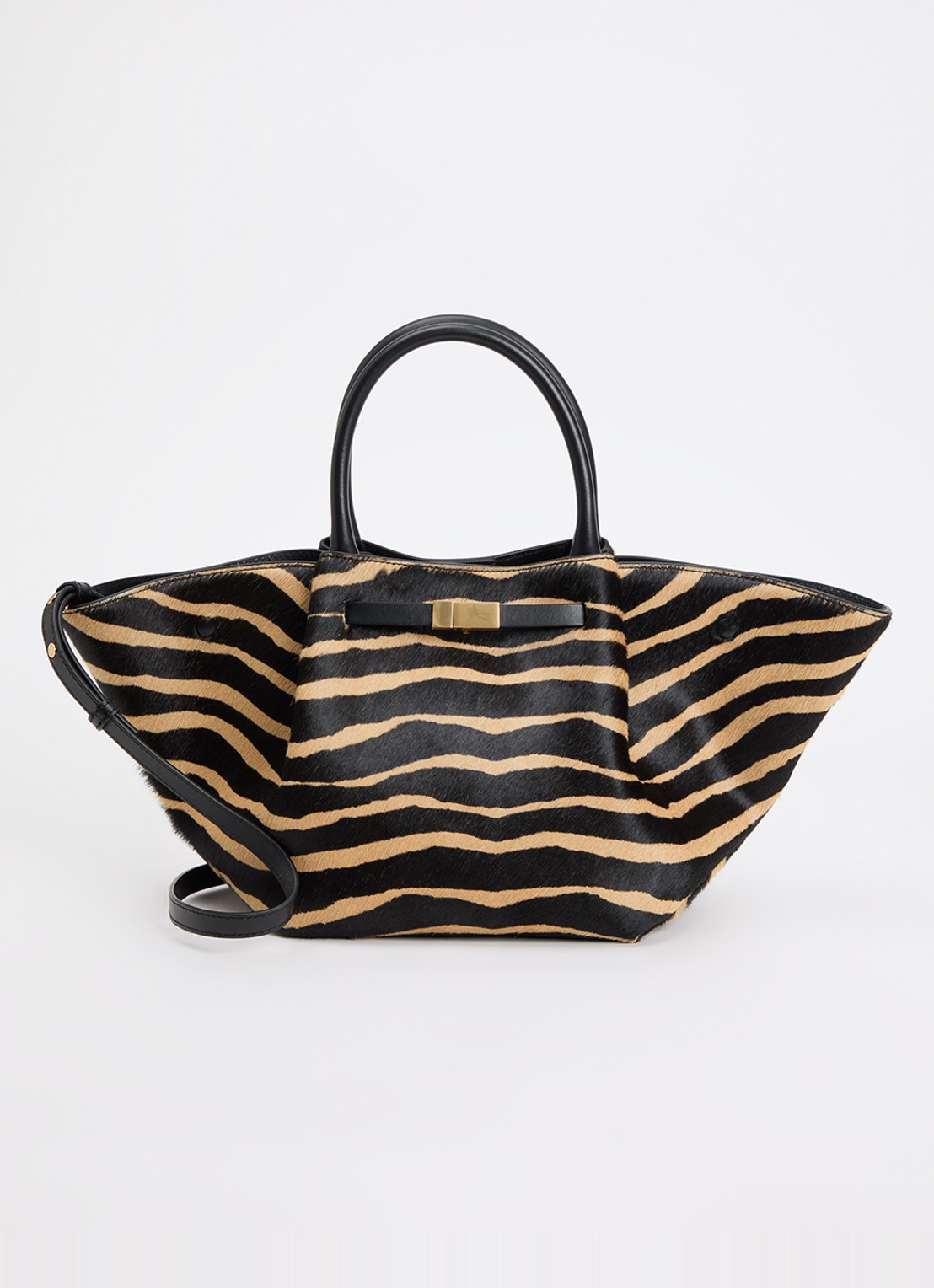 DeMellier The Midi New York handtas van kalfsleer met ponyhair en zebraprint - voorkant 2 zwart