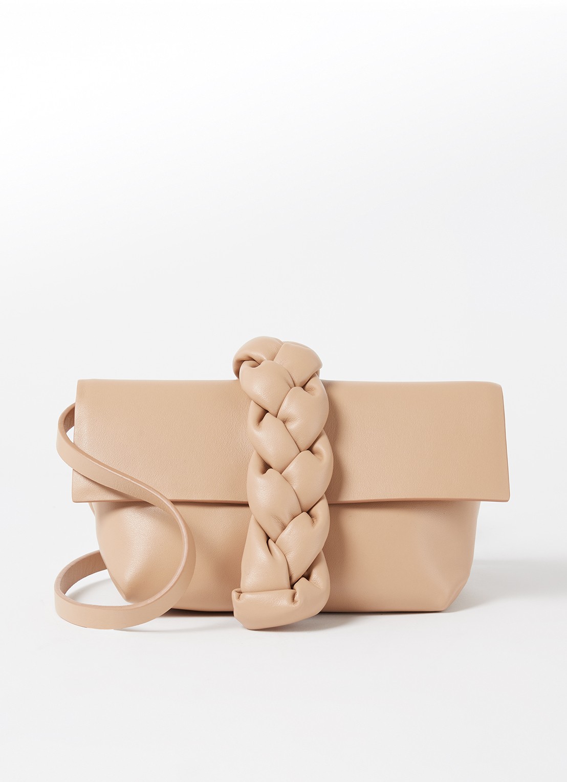 DeMellier The Mini Verona crossbodytas van leer - voorkant donkerbeige