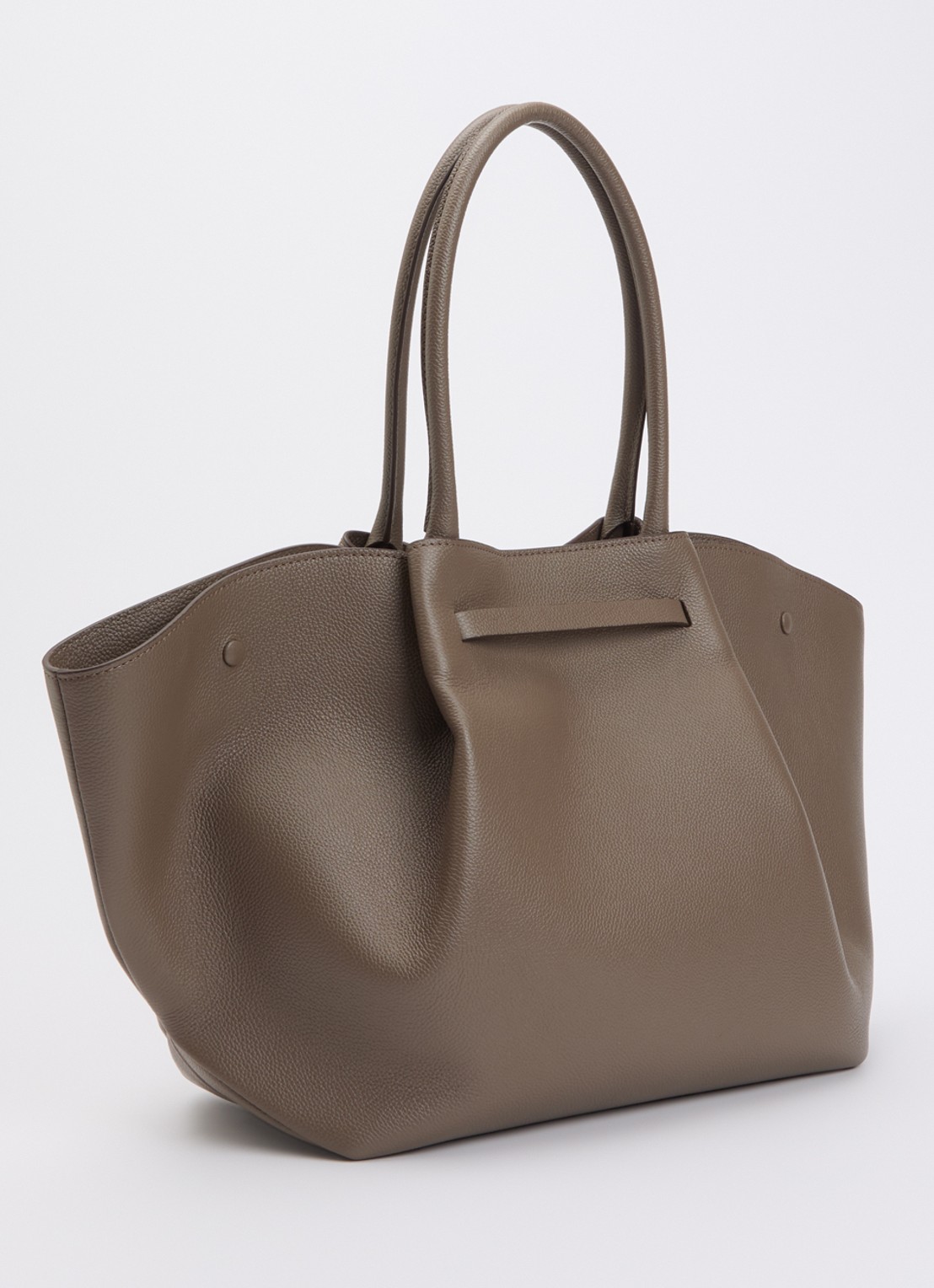 DeMellier The New York handtas van leer - achterkant taupe