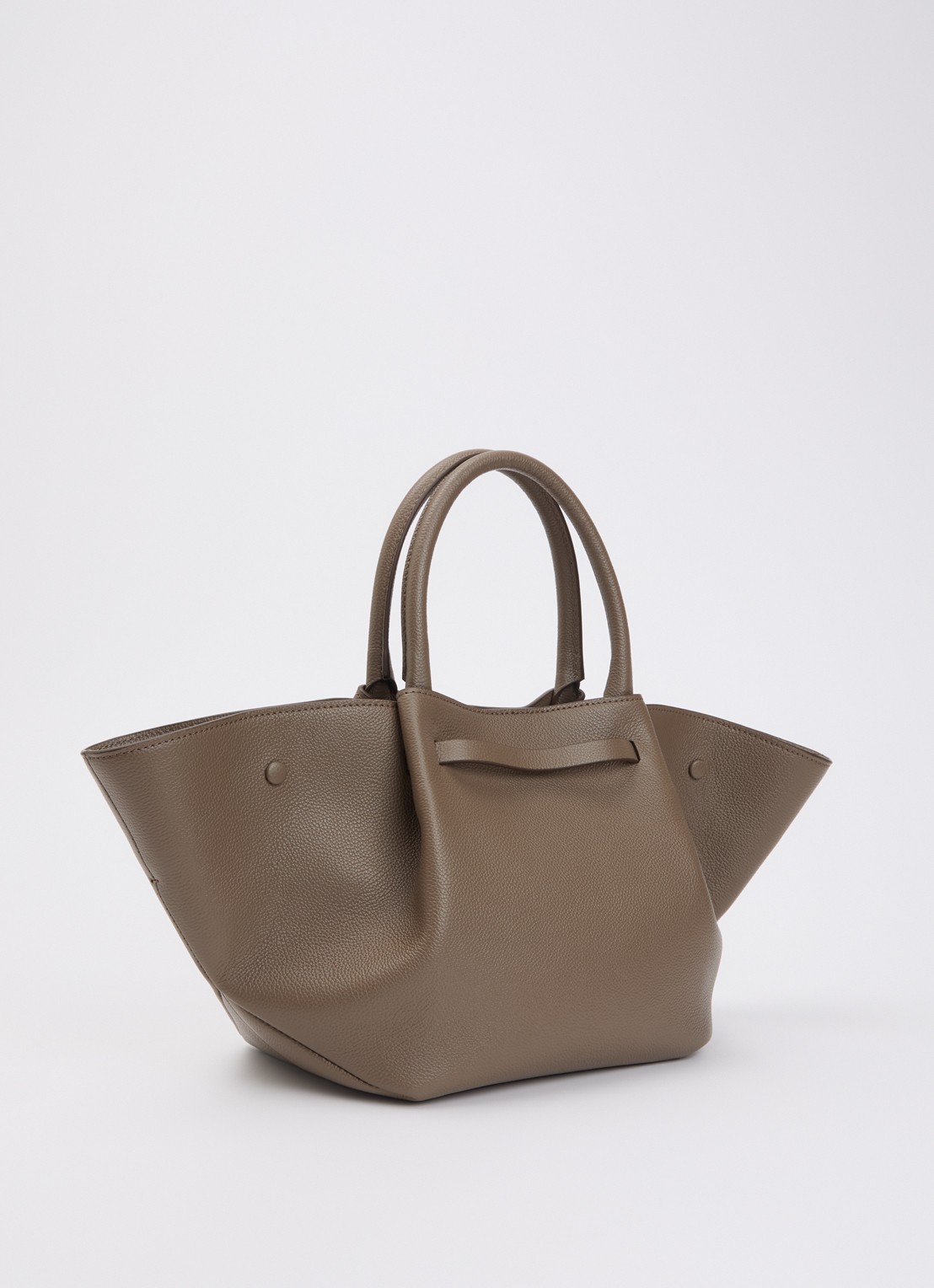DeMellier The New York Midi handtas van leer - achterkant taupe