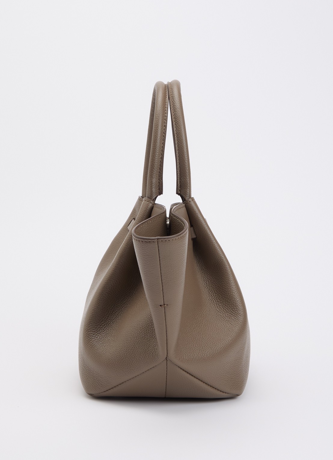 DeMellier The New York Midi handtas van leer - detail 3 taupe