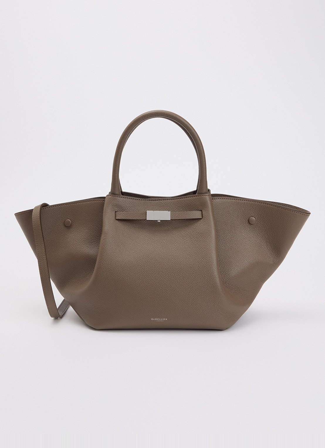 DeMellier The New York Midi handtas van leer - voorkant 5 taupe