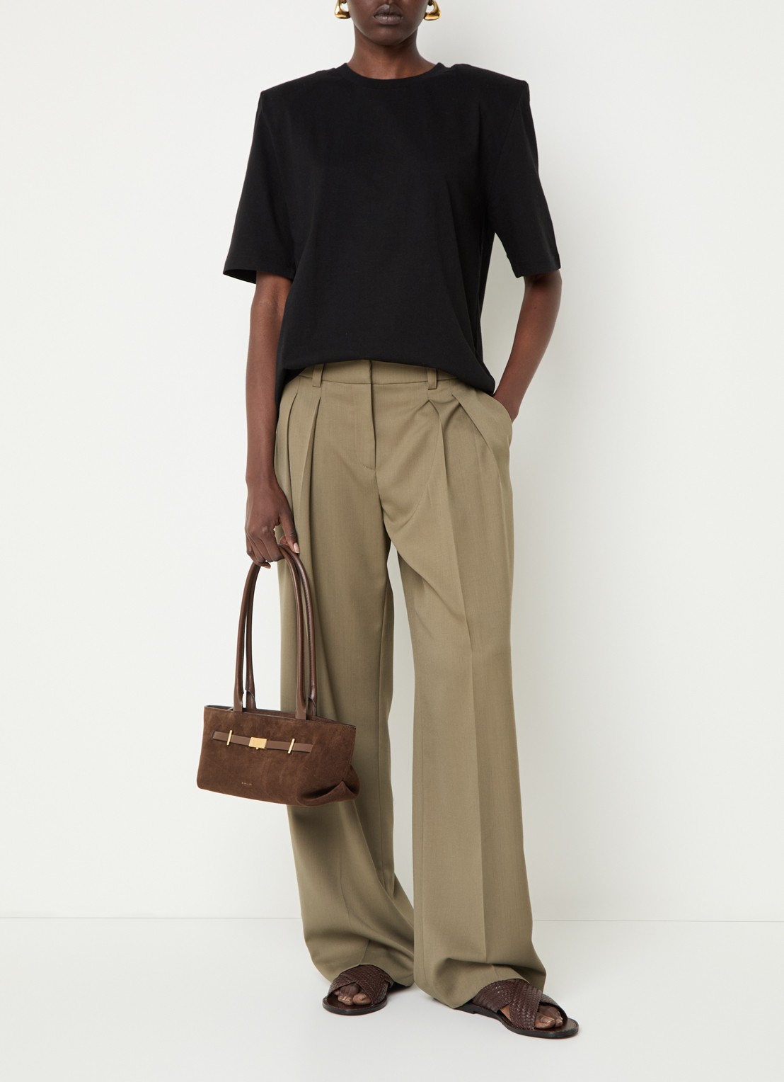 DeMellier The New York schoudertas van leer - voorkant 6 bruin