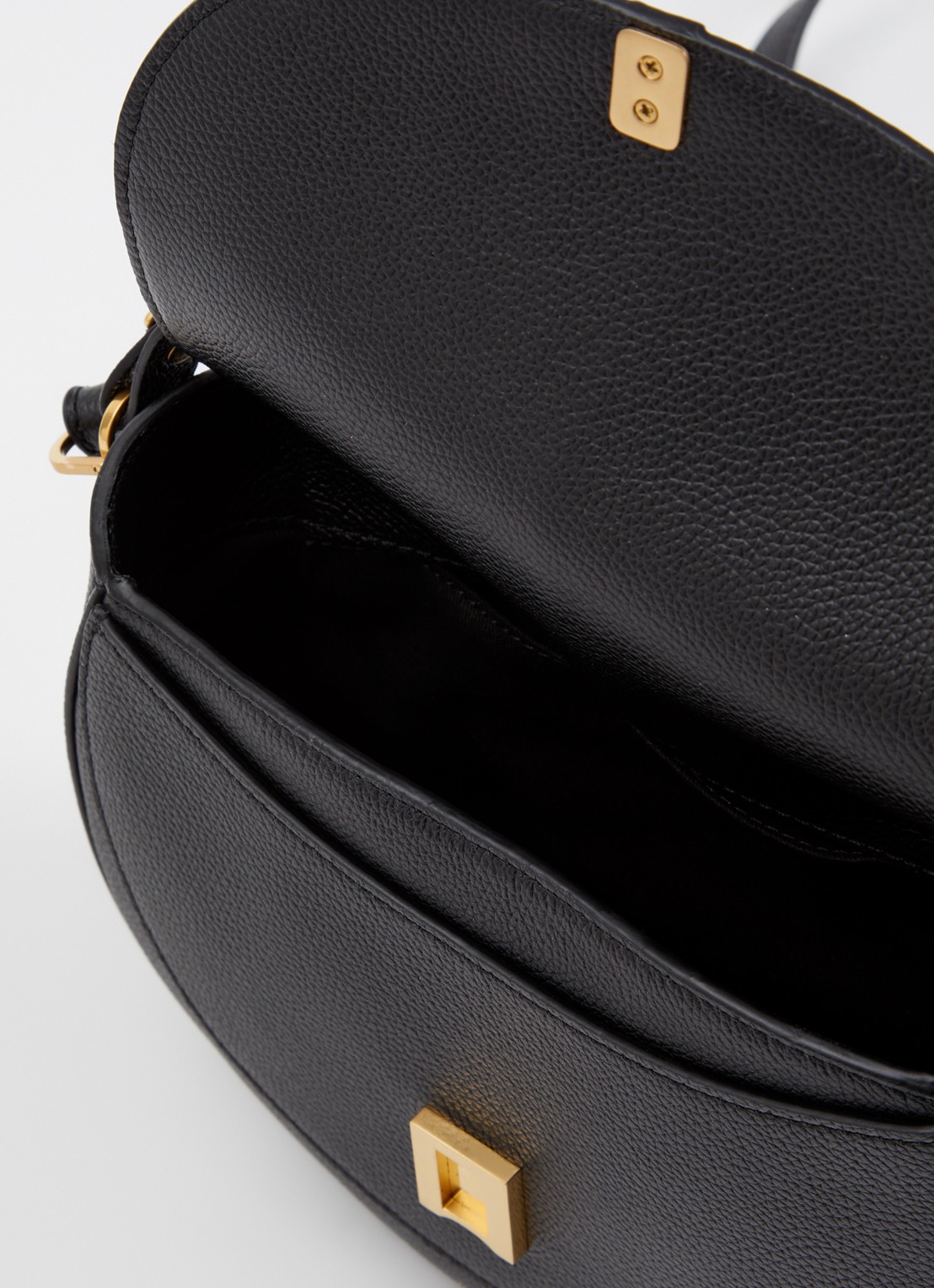 DeMellier The Siena crossbodytas van leer - detail 2 zwart