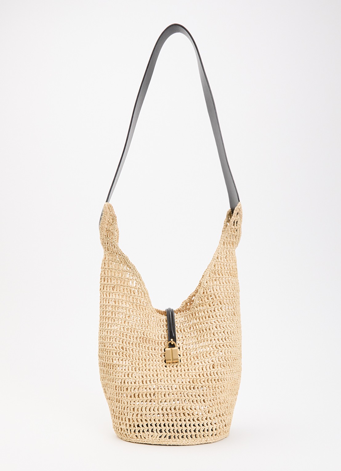 DeMellier The Siena crossbodytas van raffia met details van leer - voorkant 2 beige