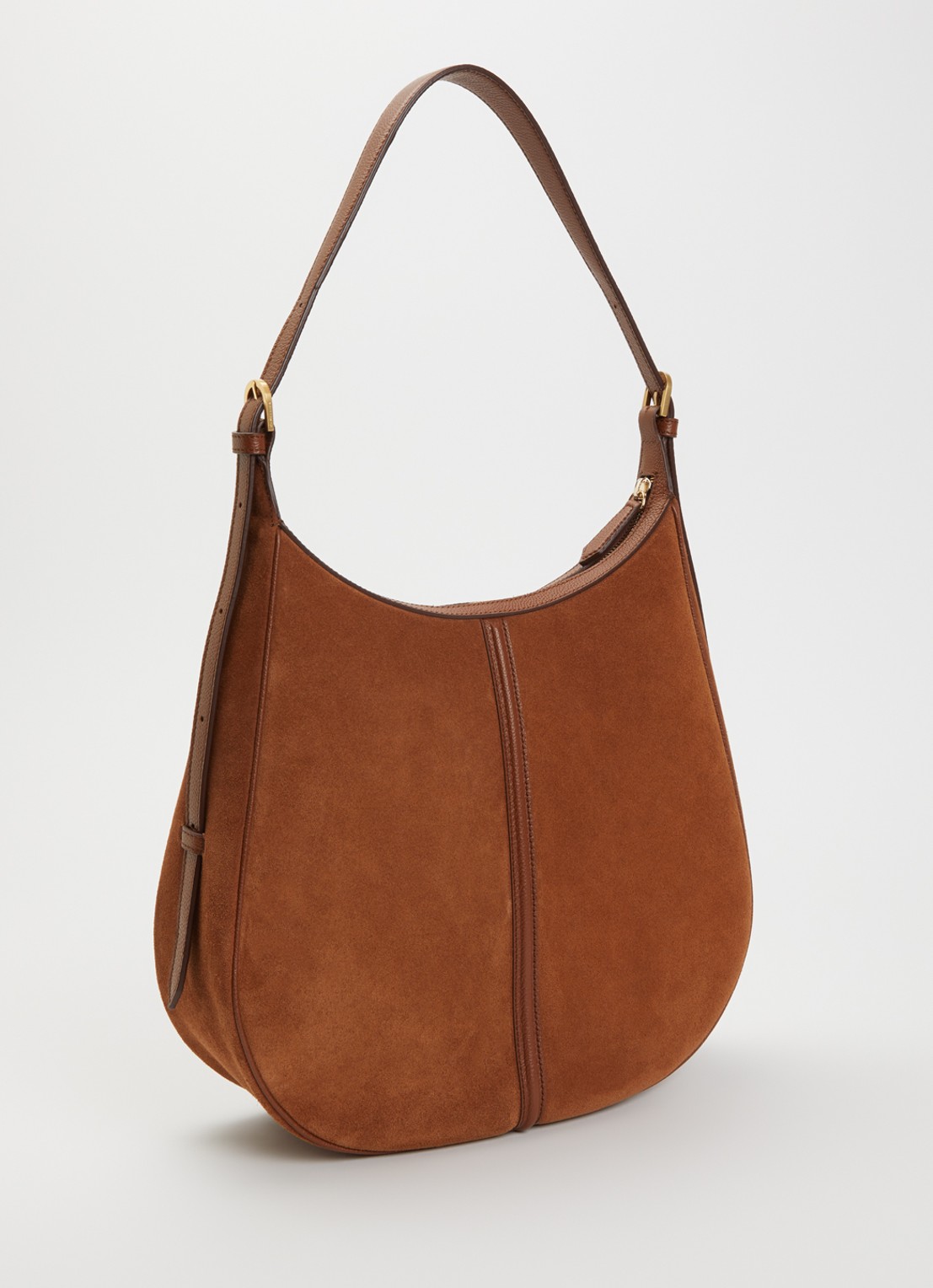 DeMellier The Siena schoudertas van suède - achterkant 6 cognac