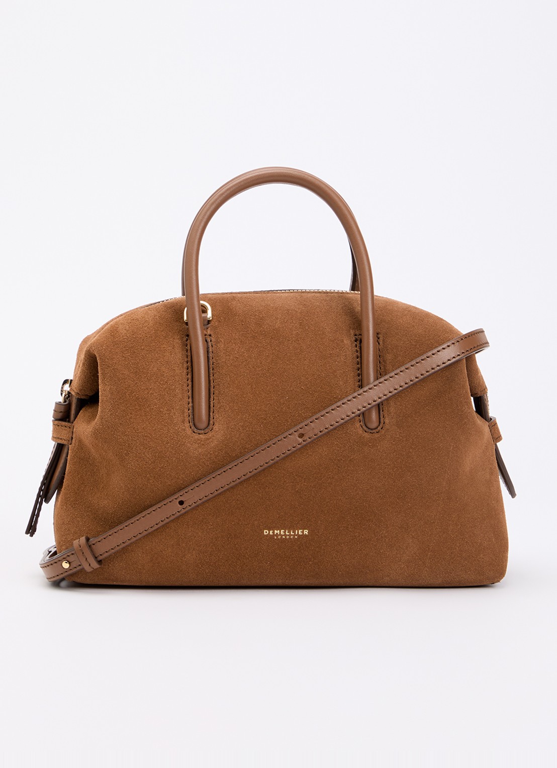 DeMellier The Stockholm Small handtas van suède - voorkant 4 roestbruin