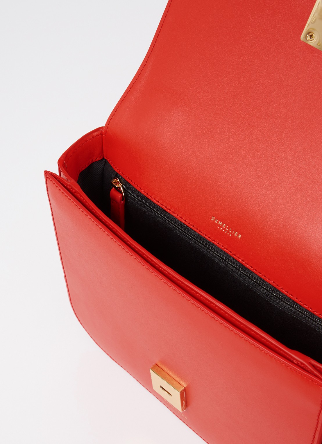 DeMellier The Vancouver crossbodytas van leer - detail rood