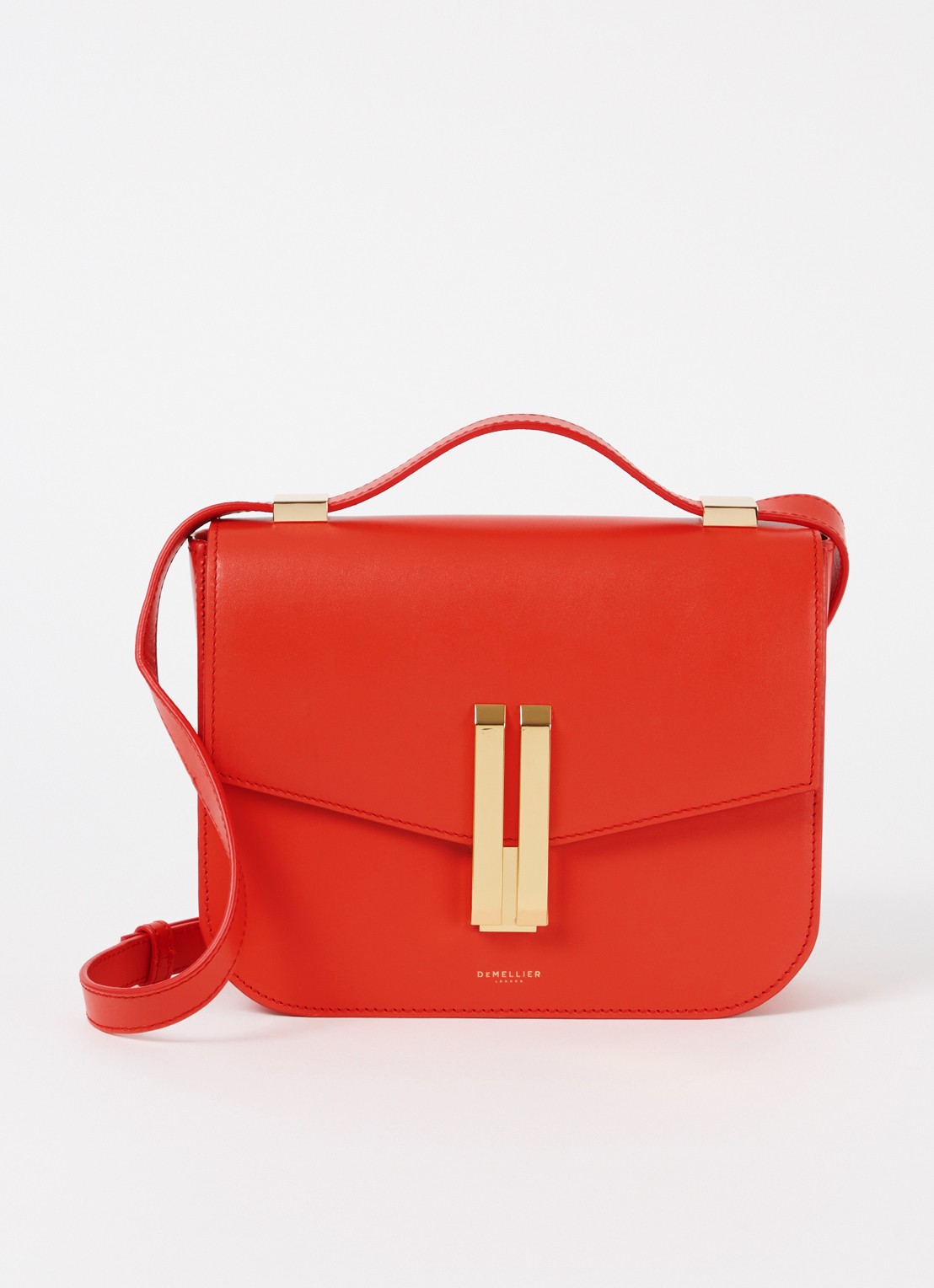 DeMellier The Vancouver crossbodytas van leer - voorkant 4 rood