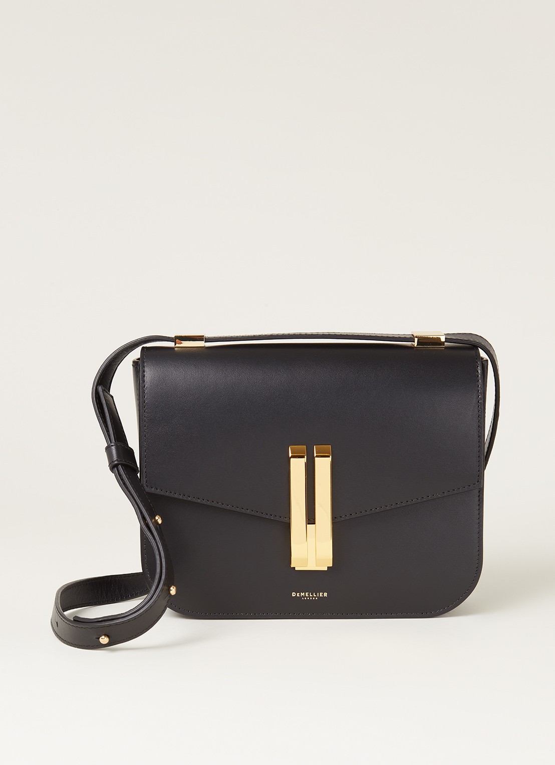 DeMellier The Vancouver crossbodytas van leer - voorkant zwart