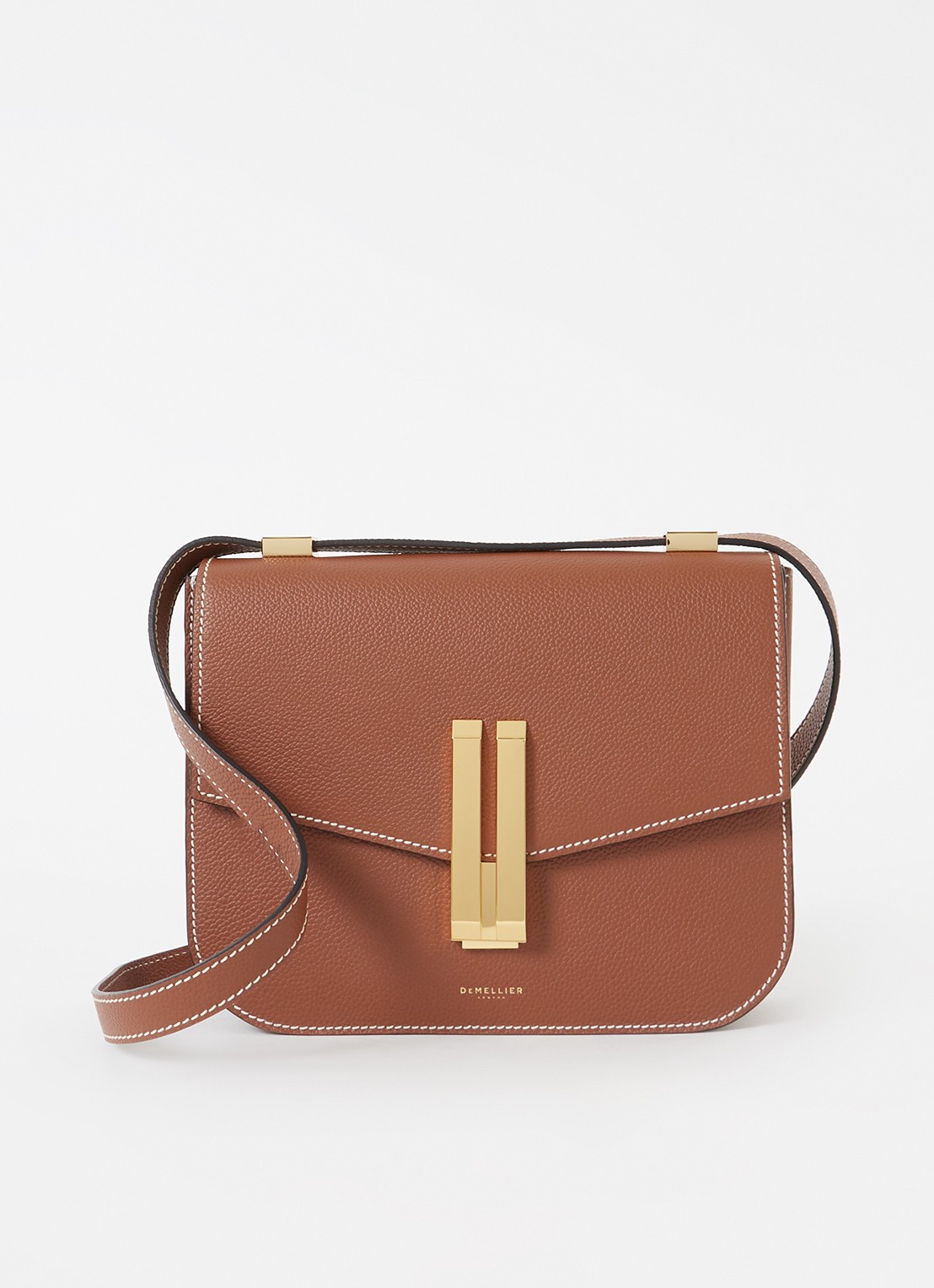 DeMellier Vancouver crossbodytas van leer - voorkant 4 cognac