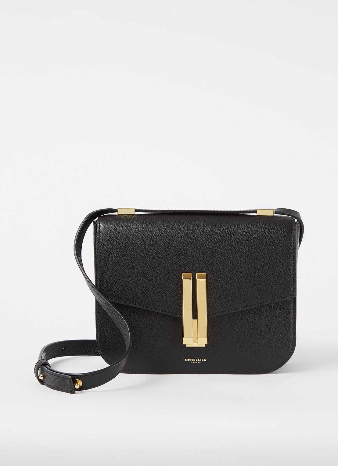 DeMellier Vancouver crossbodytas van leer - voorkant 3 zwart