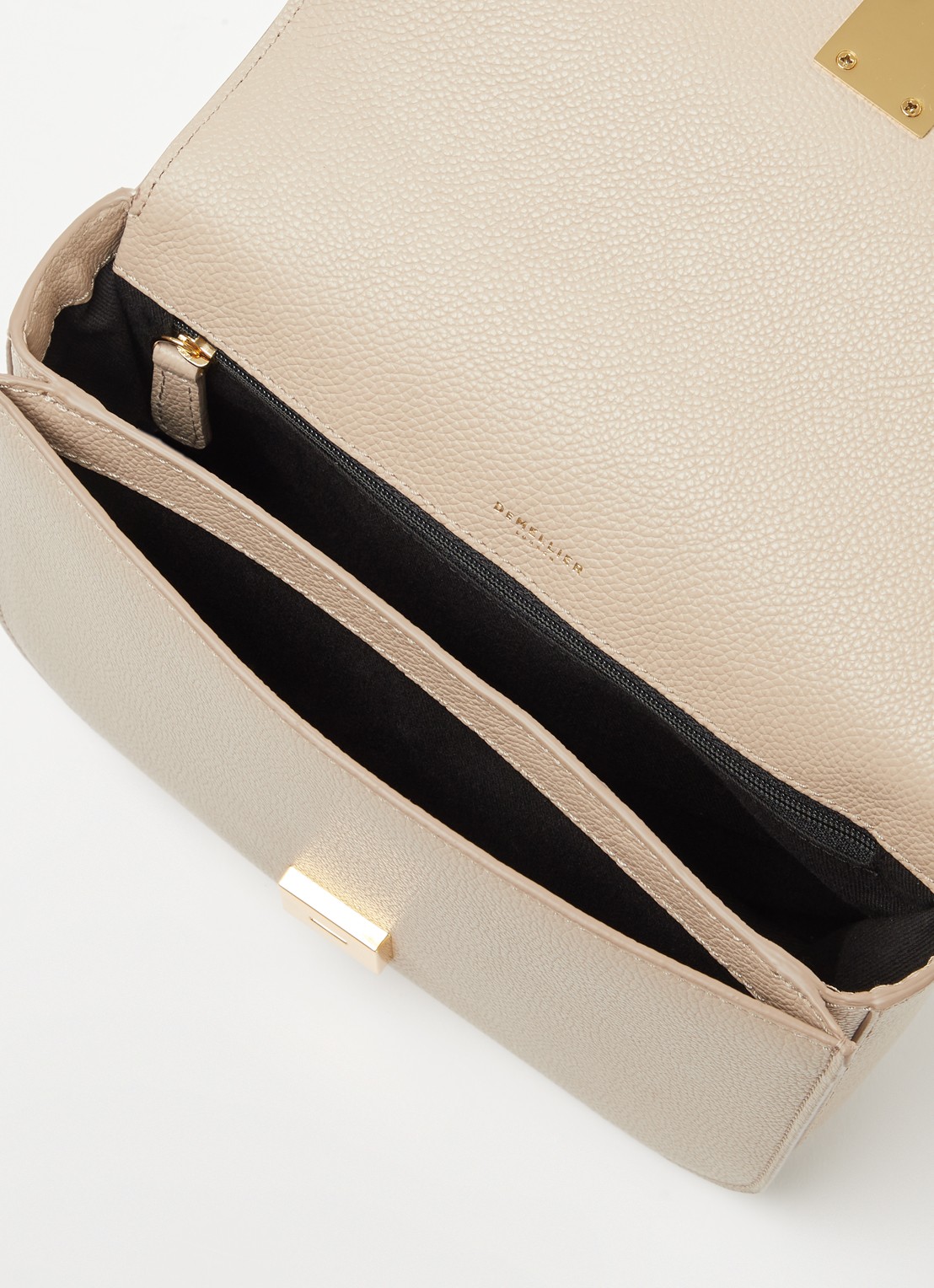 DeMellier Vancouver crossbodytas van leer - detail 3 beige