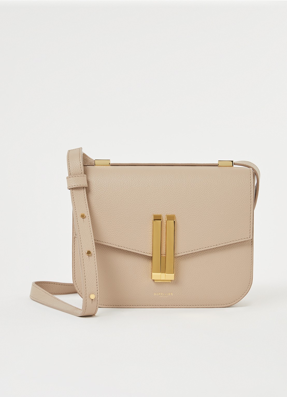 DeMellier Vancouver crossbodytas van leer - voorkant 2 beige