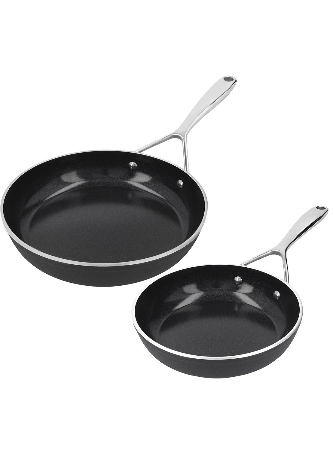 Demeyere Alu Plus 3 Ceraforce koekenpannenset 20 + 24 cm - voorkant 2 zwart